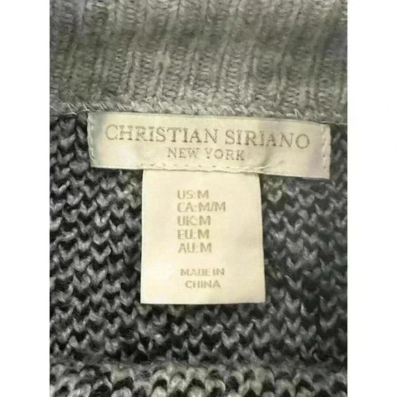 Christian Siriano Black Gray Sweater Medium Soft Mock neck Marino Wool Blend - Picture 3 of 4